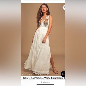 Lulus Tickets To Paradise White Embroidered Maxi Dress